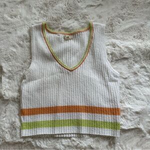 Pacsun/LA Hearts white green and orange knit sweater vest